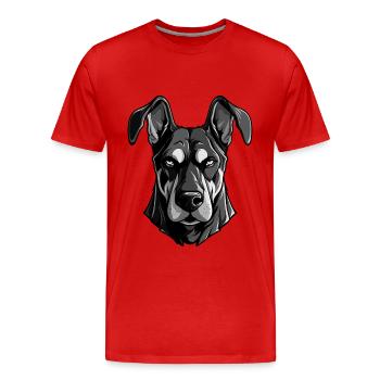 Tête de chien Doberman - T-shirt bio Premium Homme - rouge - Devant - Damien (186cm)