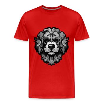 Caniche Tête de chien - T-shirt bio Premium Homme - rouge - Devant - Damien (186cm)