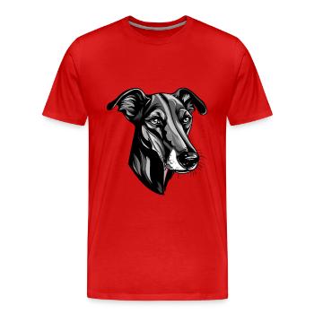 Tête de chien Greyhound - T-shirt bio Premium Homme - rouge - Devant - Damien (186cm)