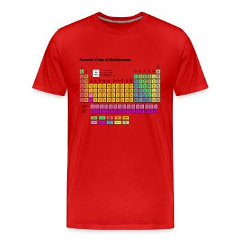 Tableau périodique des éléments - T-shirt bio Premium Homme - rouge - Devant - Damien (186cm)