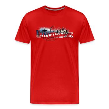 KL_linedance68 T-Shirt - Männer Premium Bio T-Shirt - Rot - Vorne - Damien (186cm)