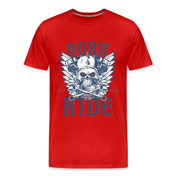 Motocyclette. Né pour conduire. - T-shirt bio Premium Homme - rouge - Devant - Damien (186cm)