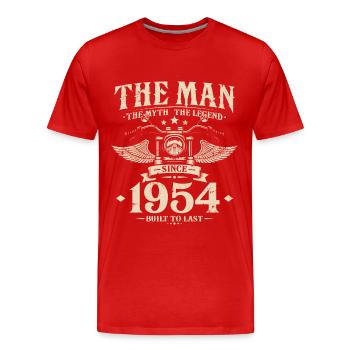1954 Vintage né homme mythe légende moto - T-shirt bio Premium Homme - rouge - Devant - Damien (186cm)