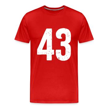 43 Numéros Blanc - T-shirt bio Premium Homme - rouge - Devant - Damien (186cm)
