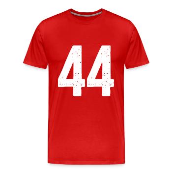 44 Numéros Blanc - T-shirt bio Premium Homme - rouge - Devant - Damien (186cm)