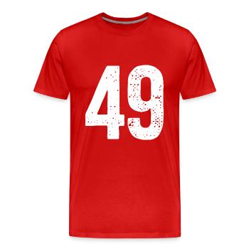49 Numéros Blanc - T-shirt bio Premium Homme - rouge - Devant - Damien (186cm)