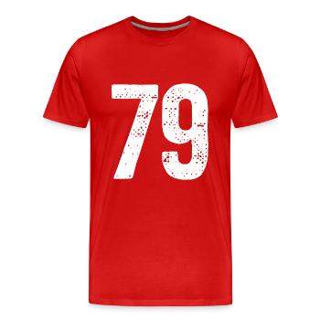 79 Numéros Blanc - T-shirt bio Premium Homme - rouge - Devant - Damien (186cm)