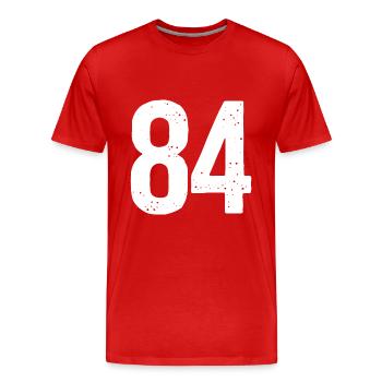 84 Numéros Blanc - T-shirt bio Premium Homme - rouge - Devant - Damien (186cm)