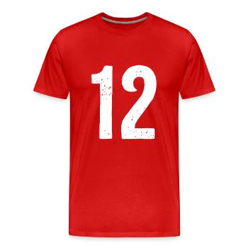 12 Numéros Blanc - T-shirt bio Premium Homme - rouge - Devant - Damien (186cm)