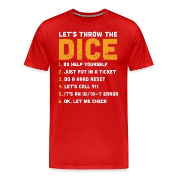 Tech Support Sarkasmus - Männer Premium Bio T-Shirt - Rot - Vorne - Damien (186cm)