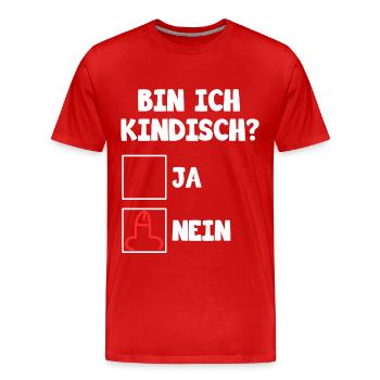 Bin ich kindisch ja nein für dunkle Mode - Männer Premium Bio T-Shirt - Rot - Vorne - Damien (186cm)