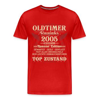 Oldtimer Baujahr 2005 Jahrgang Geburtstag Geschenk - Männer Premium Bio T-Shirt - Rot - Vorne - Damien (186cm)