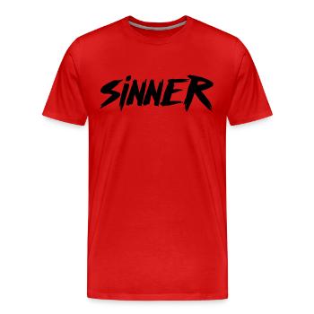 Sinner Grafik - Männer Premium Bio T-Shirt - Rot - Vorne - Damien (186cm)