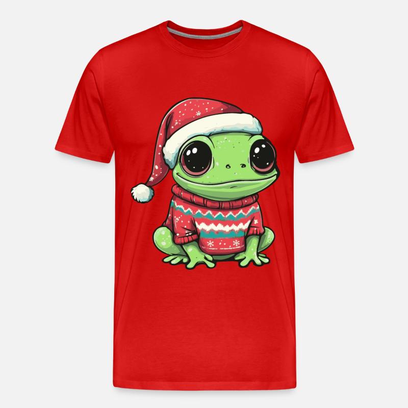 Frosch Weihnachten Comic - Männer Premium Bio T-Shirt - Rot