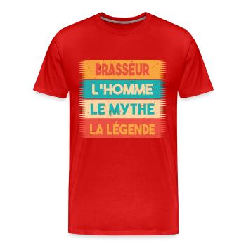 Brasseur, L'homme, Le mythe, cadeau brasseur. - T-shirt bio Premium Homme - rouge - Devant - Damien (186cm)