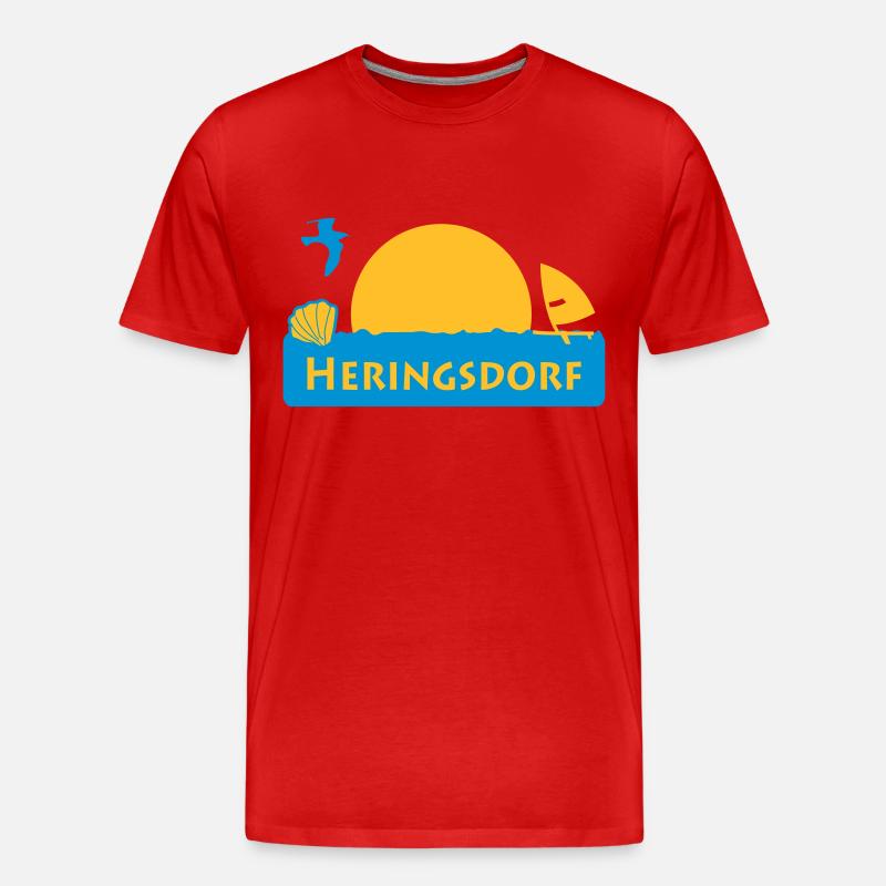 Heringsdorf - Männer Premium Bio T-Shirt - Rot