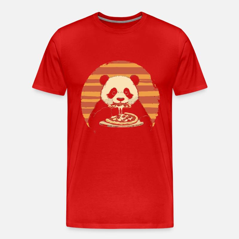 Panda isst Pizza - Männer Premium Bio T-Shirt - Rot