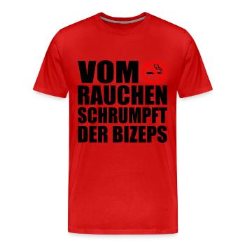 Vom rauchen schrumpft der bizeps - Männer Premium Bio T-Shirt - Rot - Vorne - Damien (186cm)