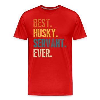 Meilleur serviteur de chien husky jamais en détresse police rétro - T-shirt bio Premium Homme - rouge - Devant - Damien (186cm)