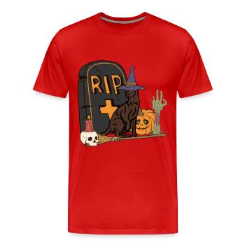 Mignon et effrayant chat d’Halloween de La Havane - T-shirt bio Premium Homme - rouge - Devant - Damien (186cm)