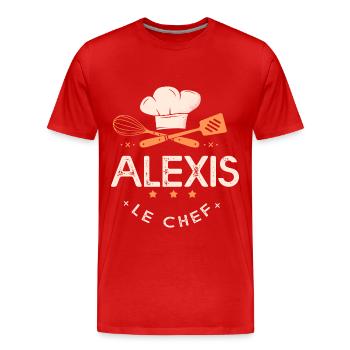 Alexis Chef Ici c est alexis le chef cuisine - T-shirt bio Premium Homme - rouge - Devant - Damien (186cm)