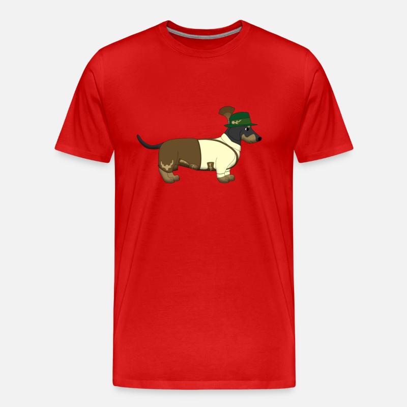 Der bayerische Dackel weißes Hemd - Männer Premium Bio T-Shirt - Rot