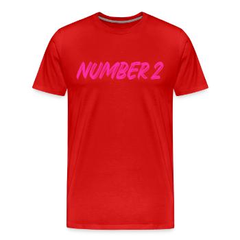 Numéro 2 - deux - deuxième - deuxième - 2 - numéro 2 - T-shirt bio Premium Homme - rouge - Devant - Damien (186cm)