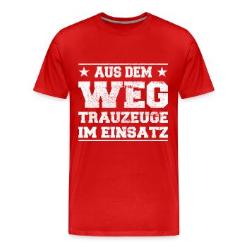 Aus dem Weg Trauzeuge im Einsatz Design - Männer Premium Bio T-Shirt - Rot - Vorne - Damien (186cm)