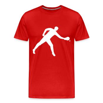 Joueurs jouant au tennis de table en blanc - T-shirt bio Premium Homme - rouge - Devant - Damien (186cm)