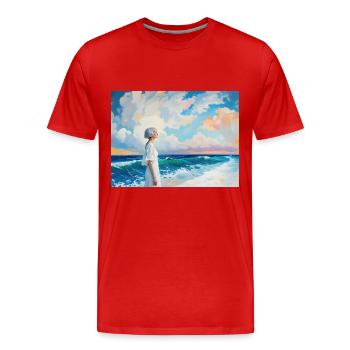 Mama am Strand 3 - Männer Premium Bio T-Shirt - Rot - Vorne - Damien (186cm)