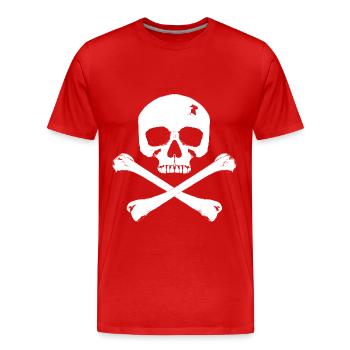 Piratenflagge / Totenkopf mit gekreuzten Knochen - Männer Premium Bio T-Shirt - Rot - Vorne - Damien (186cm)
