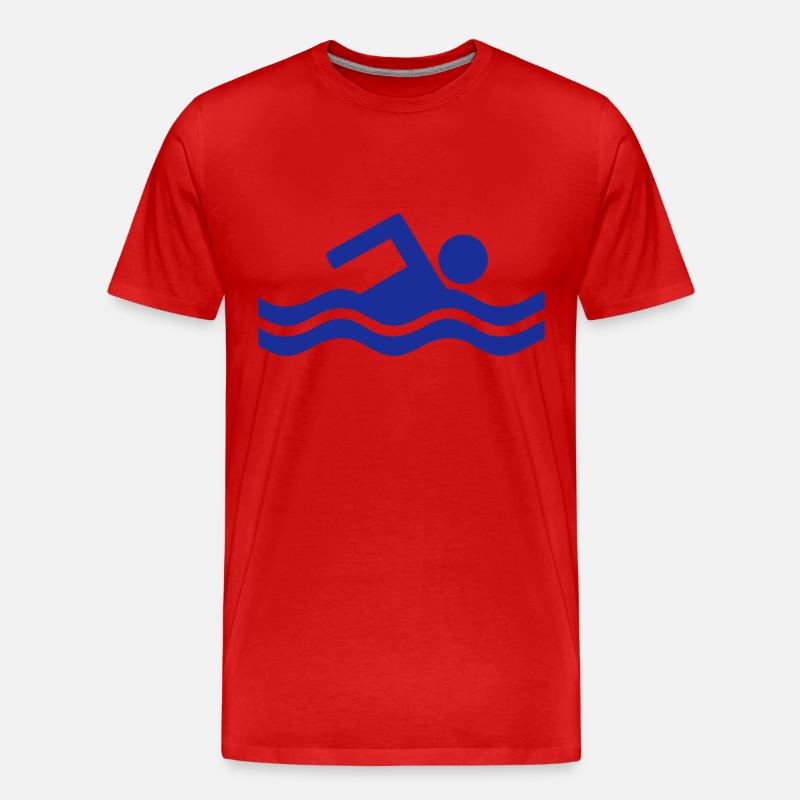 Schwimmen - Männer Premium Bio T-Shirt - Rot