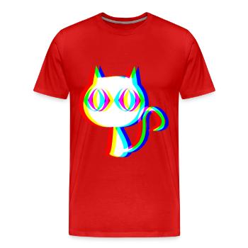 EDM Katze Rave style Glitch style - Männer Premium Bio T-Shirt - Rot - Vorne - Damien (186cm)