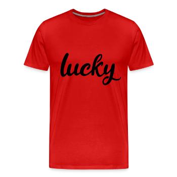 Lucky - Men's Premium Organic T-Shirt - red - Front - Damien (186cm)