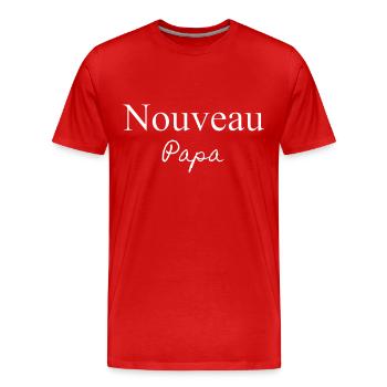 Nouveau papa - T-shirt bio Premium Homme - rouge - Devant - Damien (186cm)