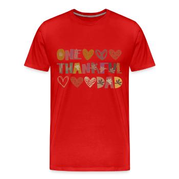 Thankful Dad Papa Herbst Blätter Dankbarkeit - Männer Premium Bio T-Shirt - Rot - Vorne - Damien (186cm)