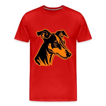 Tête de chien Greyhound - T-shirt bio Premium Homme - rouge - Devant - Damien (186cm)