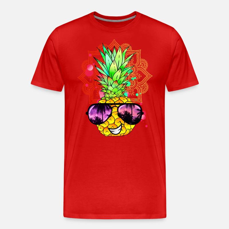 Ananas Mandala - Männer Premium Bio T-Shirt - Rot