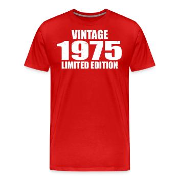Millésime 1975 Anniversaire 1975 - Rétro 1975 - T-shirt bio Premium Homme - rouge - Devant - Damien (186cm)