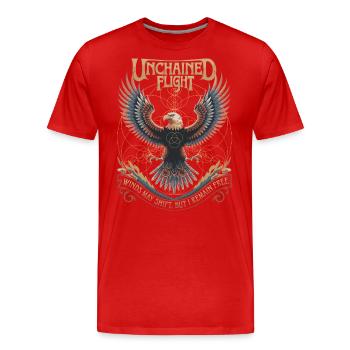 Vol déchaîné - Aigle et géométrie sacrée - T-shirt bio Premium Homme - rouge - Devant - Damien (186cm)