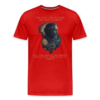 Alan Watts Zeit Zitat Kunst - Männer Premium Bio T-Shirt - Rot - Vorne - Damien (186cm)