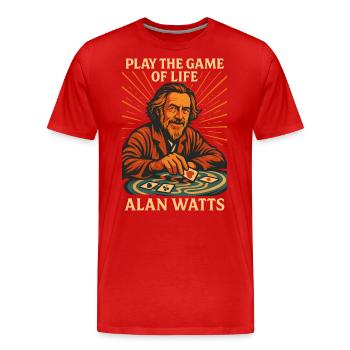 Alan Watts Jeu d’art de la vie - T-shirt bio Premium Homme - rouge - Devant - Damien (186cm)