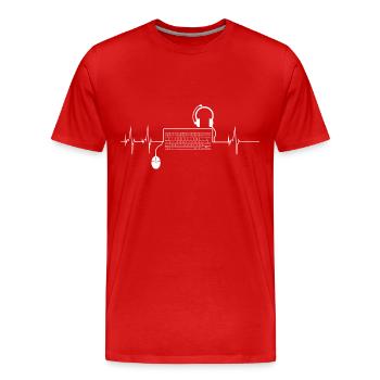 Herzschlag PC Gamer - Männer Premium Bio T-Shirt - Rot - Vorne - Damien (186cm)
