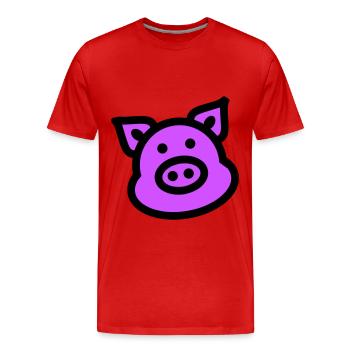 Cochon Animal Rose - T-shirt bio Premium Homme - rouge - Devant - Damien (186cm)