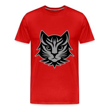 Cat Portrait Head - Men's Premium Organic T-Shirt - red - Front - Damien (186cm)