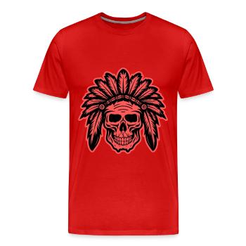 Crâne de chef indien Apache - T-shirt bio Premium Homme - rouge - Devant - Damien (186cm)