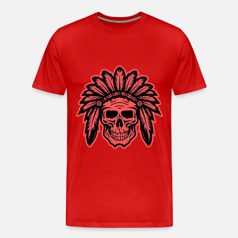 Apache Indianer Häuptling Totenkopf - Männer Premium Bio T-Shirt - Rot