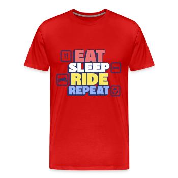 Mangez, dormez, roulez – faire de la Moto - T-shirt bio Premium Homme - rouge - Devant - Damien (186cm)