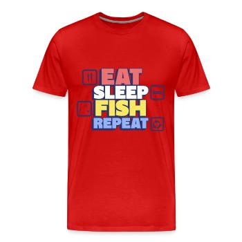 Manger, dormir, pêcher, répéter – Angler - T-shirt bio Premium Homme - rouge - Devant - Damien (186cm)
