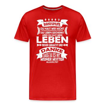 Papa mit Bonus Bester Bonusvater Stiefvater - Männer Premium Bio T-Shirt - Rot - Vorne - Damien (186cm)